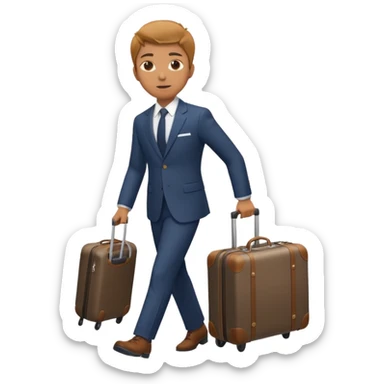 Please create an image of a young person departing overseas for employment. Set the scene as them pulling a suitcase toward the airp sticker