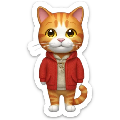 3d ginger cat with welsh clothing sticker