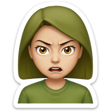 Give me a woman in green who is angry sticker