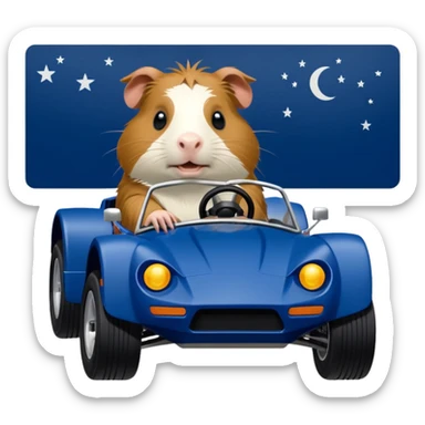 Dirty Joke’s Midnight blue Local Motors Rally Fighter off road race car being driven by a five foot tall Guinea pig  sticker
