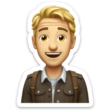 Smiling French man have a surprised sticker