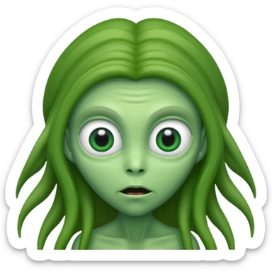 Alien with longer hair ' sticker