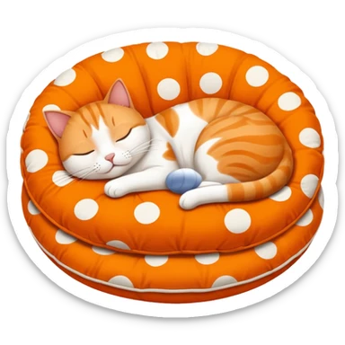 a lazy cat sleeping on a cusion sticker