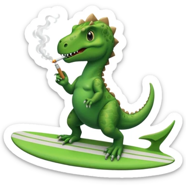 dinosual smokig a ciggerett while surfing sticker