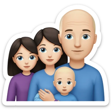 Eigene Familienbild, Frau dunkle lange Haare,  Mann Glatze und blaue Augen, kind 2 Jahre und blond und dunkle Augen  sticker