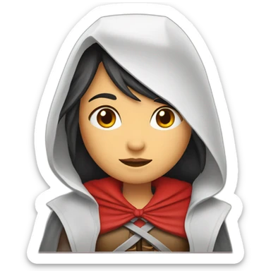 red-ridding-hood-with-long-black-strait-hair-with-white-break sticker