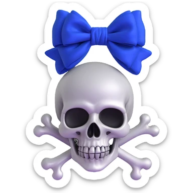 gothic bow, cobalt blue velvet, silver skull charm, black rose center, rich and gothic sticker