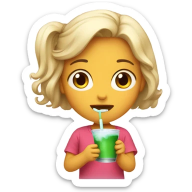 A girl drinking buba sticker
