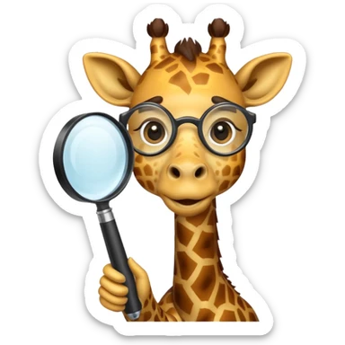 curious giraffe with magnifying glass sticker
