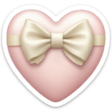 light pink heart with a cream bow wrapped around it  sticker