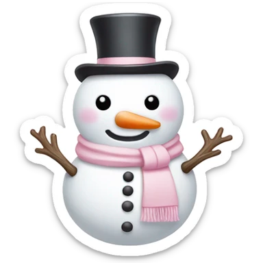 Cute white and light pink snowman sticker