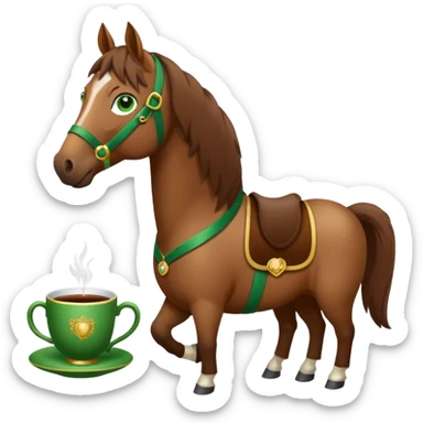 A Horse with a tea Cup  sticker