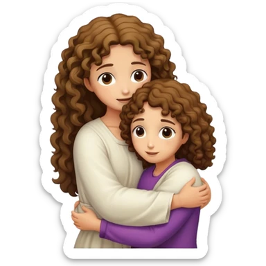 Girl  curly hugging Jesus  sticker