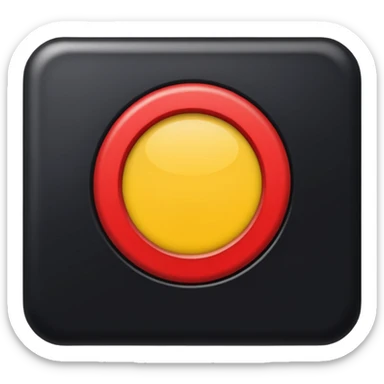 a black and red rectangle with a medium-sized yellow circle in the middle sticker