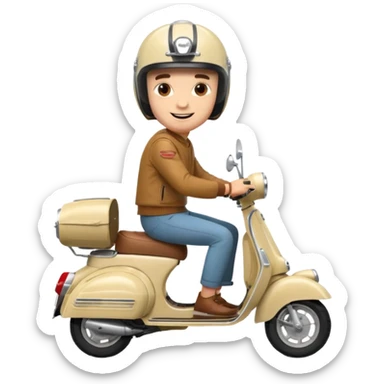 A classic vespa rider with my brothers face. sticker