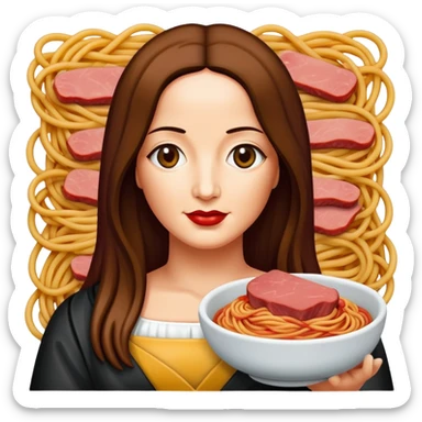 pop art monalisa SPAM meat spaghetti slop landscape  sticker