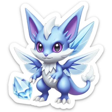 Elemental soft elegant dark dusky mechanical frosty fairy-like fantasy epic rare Glalie-Sneasel-Togetic-Pokémon-Fakémon-hybrid-creature sticker