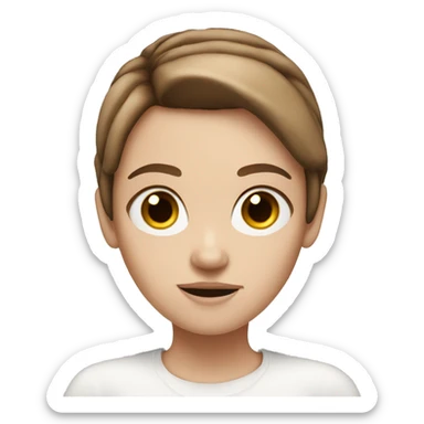 White girl with brown hair giving weird look sticker