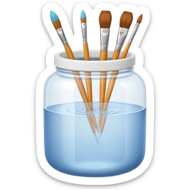 Water jar for brushes sticker