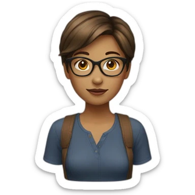 Girl with glasses with brown short hair sticker