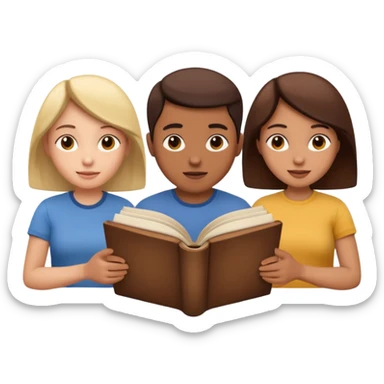 group of three figures inside a book sticker
