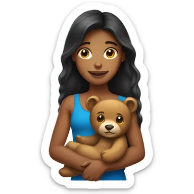 Brazilian girl holding a bear sticker