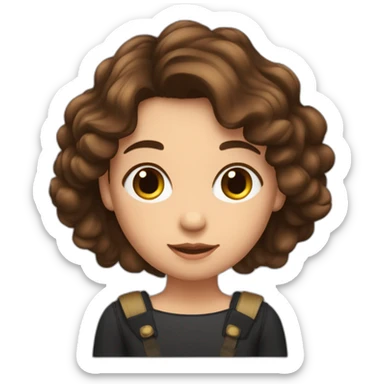 fille brune et bronzée aux cheveux courts et frisés sticker