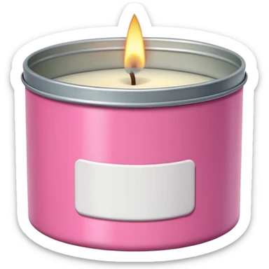 pink candle tin with label sticker