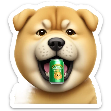 chow chow holding beer sticker