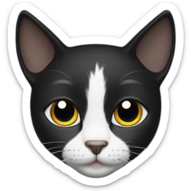 black cat with white stripe on nose and forehead sticker