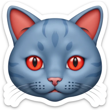 Emoji Visage de chat bleu defoncé yeux rouge fatigué sticker