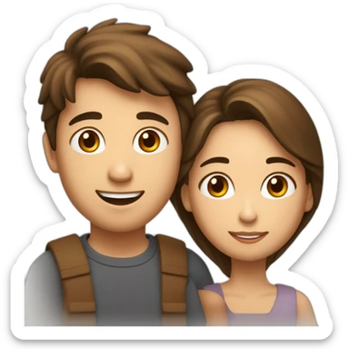 Garçon brun et fille brune en couple sticker