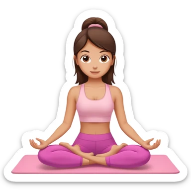 A brunette girl doing pilates on a light pink yoga mat sticker