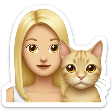 Beige cat with blondy girl sticker