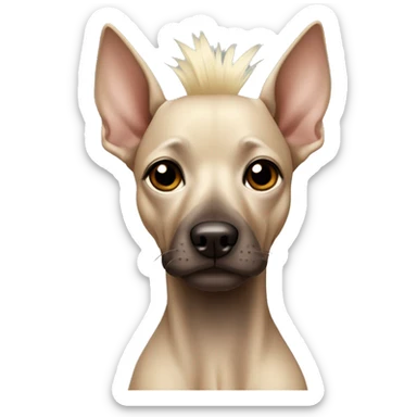 Hairless dog with dark brown skin xoloitzcuintle and a short spare blonde mohawk  sticker