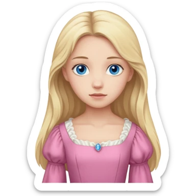 Fantine From Les Miserables with light skin, blue eyes, Blonde long Hair, pink outfit sticker