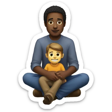 Steven hawkin with a child sitting on his lap sticker
