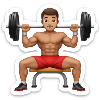 A man bench pressing in apple style emoji sticker