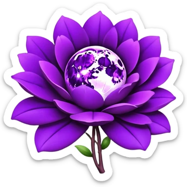 dark purple blossom with a purple Moon sticker