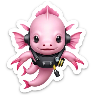 Axolotl wearing scuba diving stuff sticker