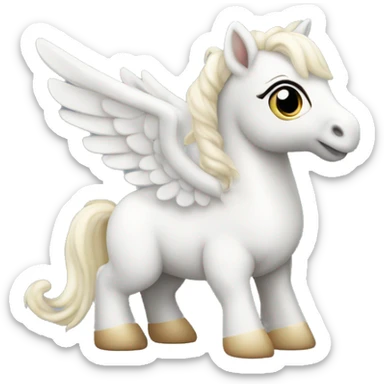White crème Baby Pegasus sitting  sticker