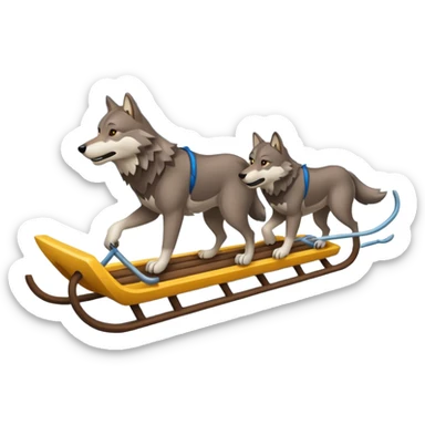 wolves pulling sled sticker