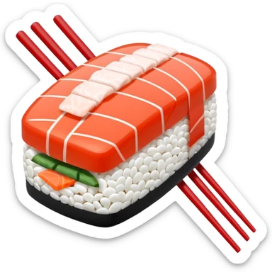 Japanese cuisine humanless avatar in minimalist emoji-style illustration. Sushi and chopsticks, clean lines, red white colors, flat design, calm and modern. sticker