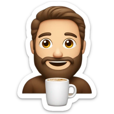 homem com barba com um copo café sticker