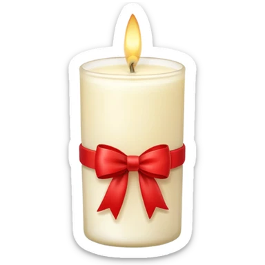 Soft vanilla long glass candle, with little red bow sticker