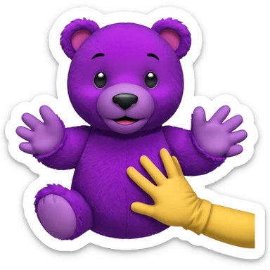 Bok the Hand Puppet from The Wiggles with purple bear puppet with  sticker