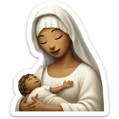 Maria mother of Jesus with Jesus in hands white skin sticker