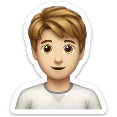 white 10 years Boy Brown hair  sticker