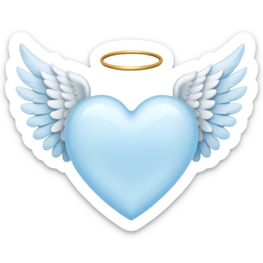 light sky blue heart with angel wing sticker