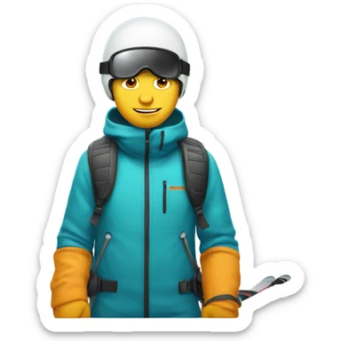 white guy with stubs in skiing gear sticker